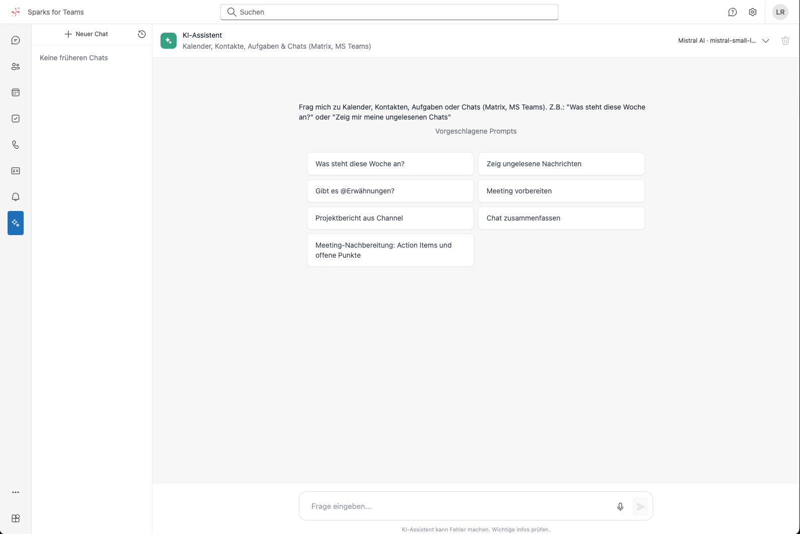 Sparks for Teams – KI-Assistent mit Kalender, Kontakten, Aufgaben und Chats (Matrix, MS Teams)